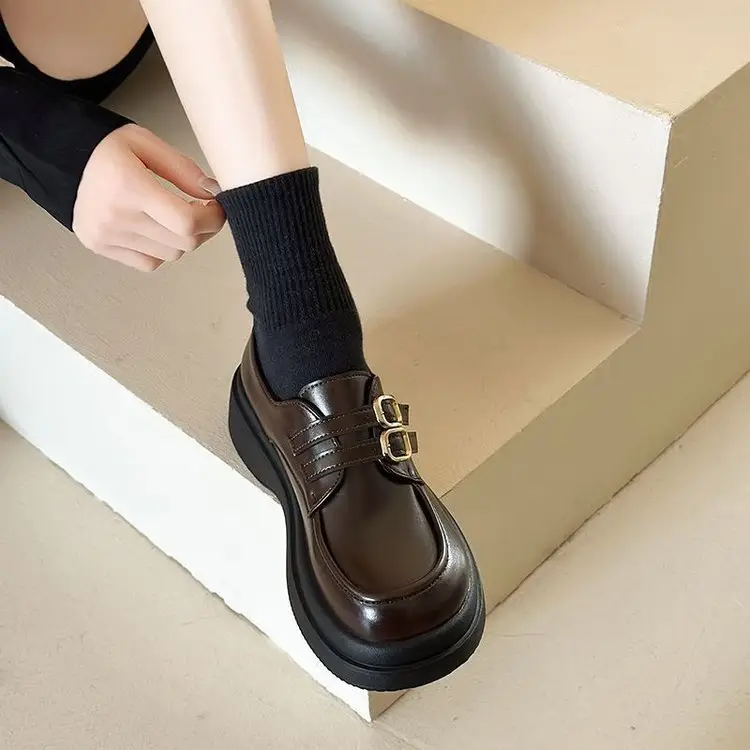British Style Small Leather Shoes Women's 2024 Spring New Elevated Loafers Women's Platform Single-layer Shoes Female Students Mary Jane Shoes — feature 11
