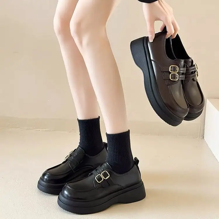 British Style Small Leather Shoes Women's 2024 Spring New Elevated Loafers Women's Platform Single-layer Shoes Female Students Mary Jane Shoes — feature 12
