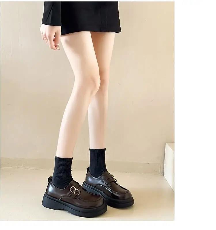 British Style Small Leather Shoes Women's 2024 Spring New Elevated Loafers Women's Platform Single-layer Shoes Female Students Mary Jane Shoes — feature 15