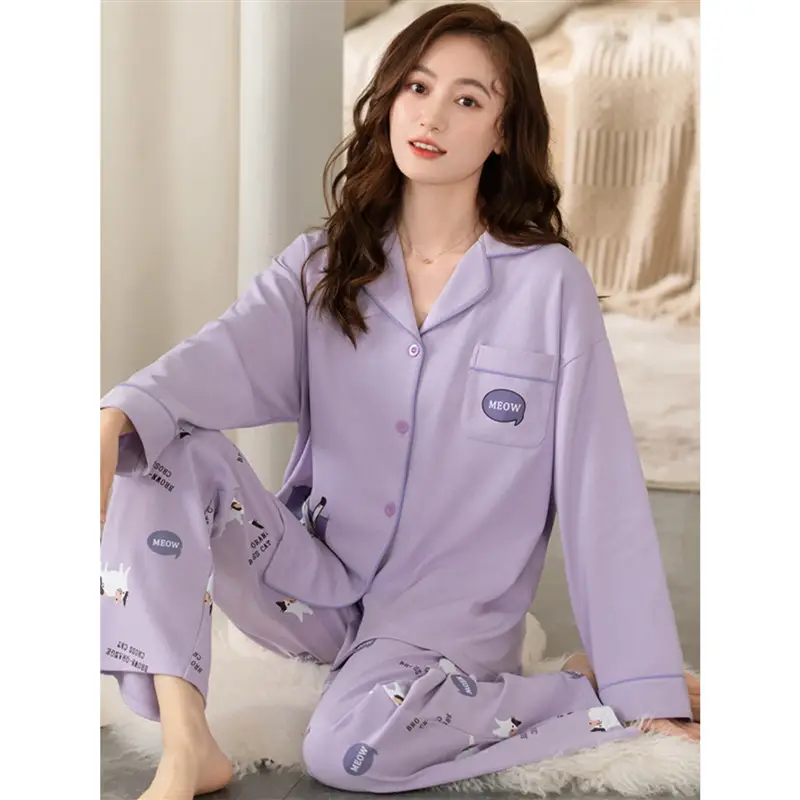 Pajamas women's spring and autumn 100% cotton long sleeve thin 2023 new spring and summer high-grade home wear suit