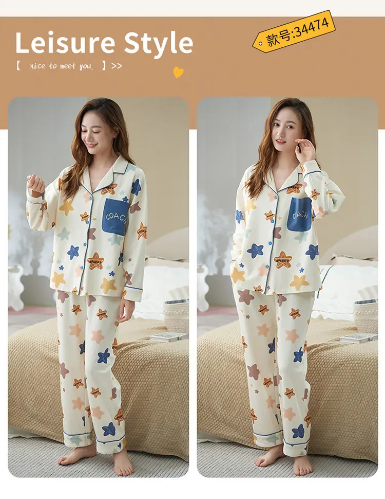 Pajamas women's spring and autumn 100% cotton long sleeve thin 2023 new spring and summer high-grade home wear suit — feature 10