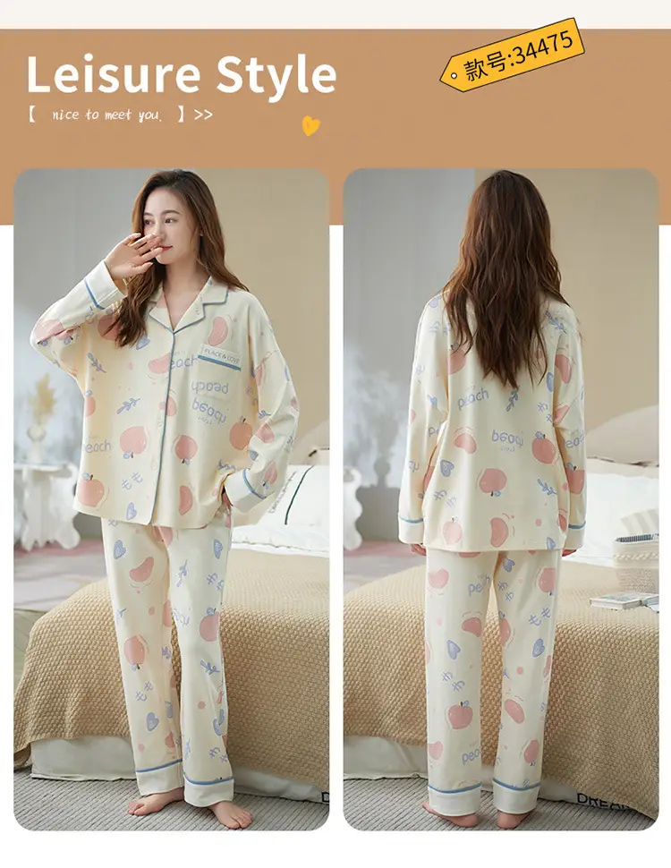 Pajamas women's spring and autumn 100% cotton long sleeve thin 2023 new spring and summer high-grade home wear suit — feature 11