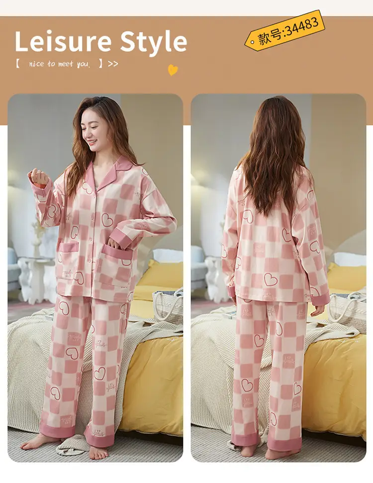 Pajamas women's spring and autumn 100% cotton long sleeve thin 2023 new spring and summer high-grade home wear suit — feature 13