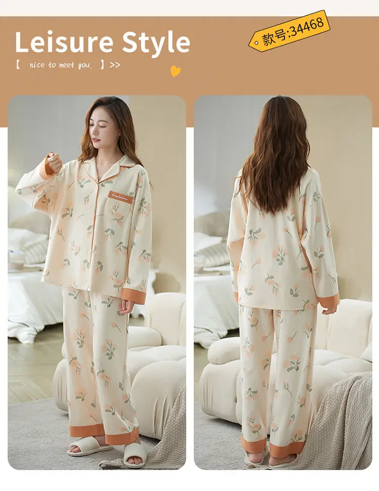 Pajamas women's spring and autumn 100% cotton long sleeve thin 2023 new spring and summer high-grade home wear suit — feature 8