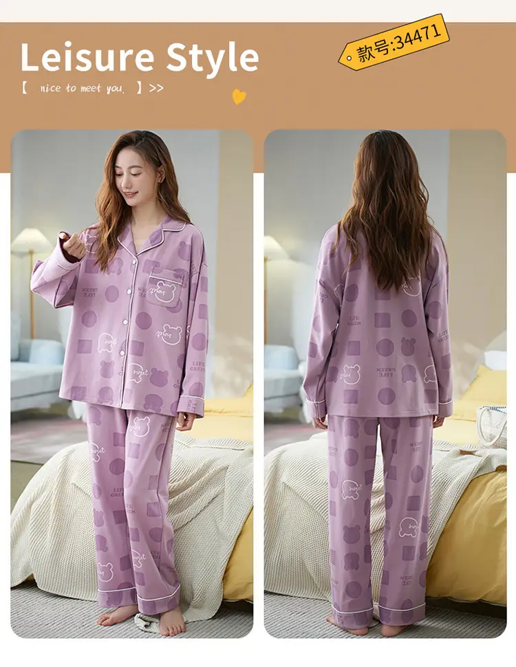 Pajamas women's spring and autumn 100% cotton long sleeve thin 2023 new spring and summer high-grade home wear suit — feature 9