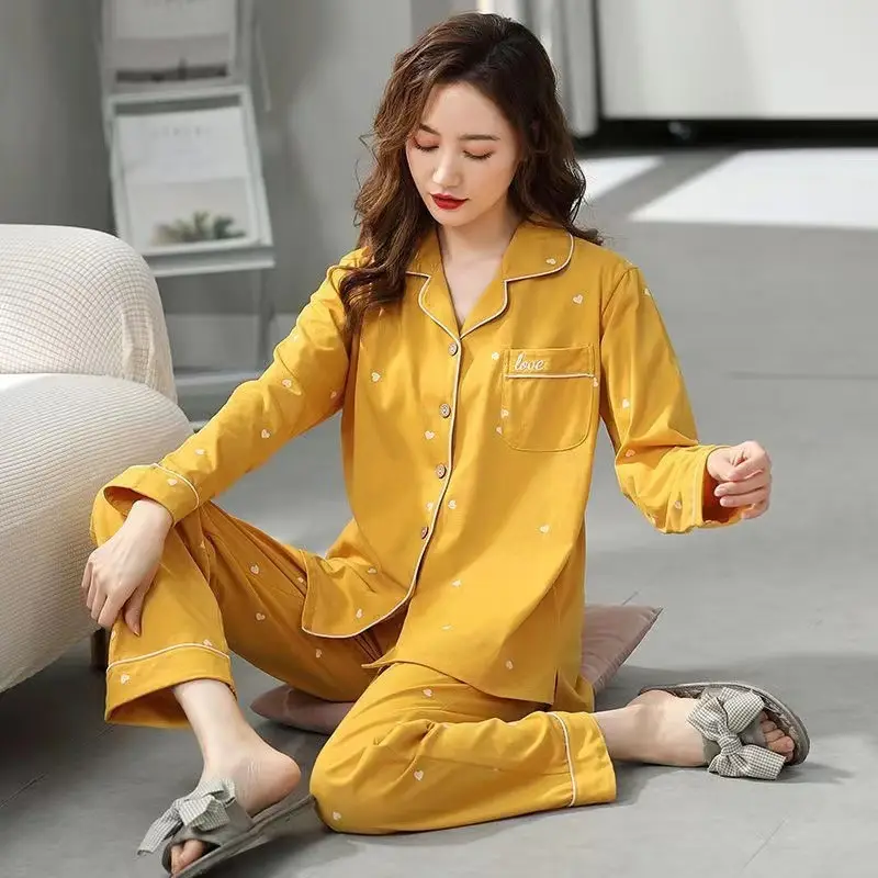 Pajamas women's spring and autumn 100% cotton long sleeve thin 2023 new spring and summer high-grade home wear suit