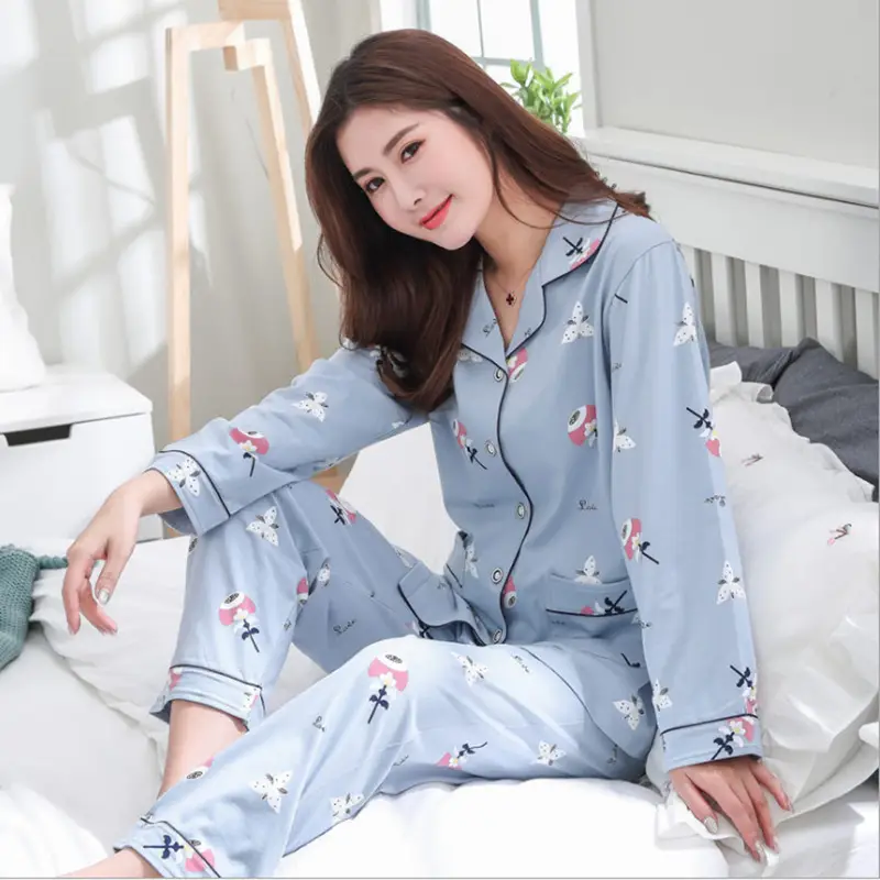 Pajamas women's spring and autumn 100% cotton long sleeve thin 2023 new spring and summer high-grade home wear suit