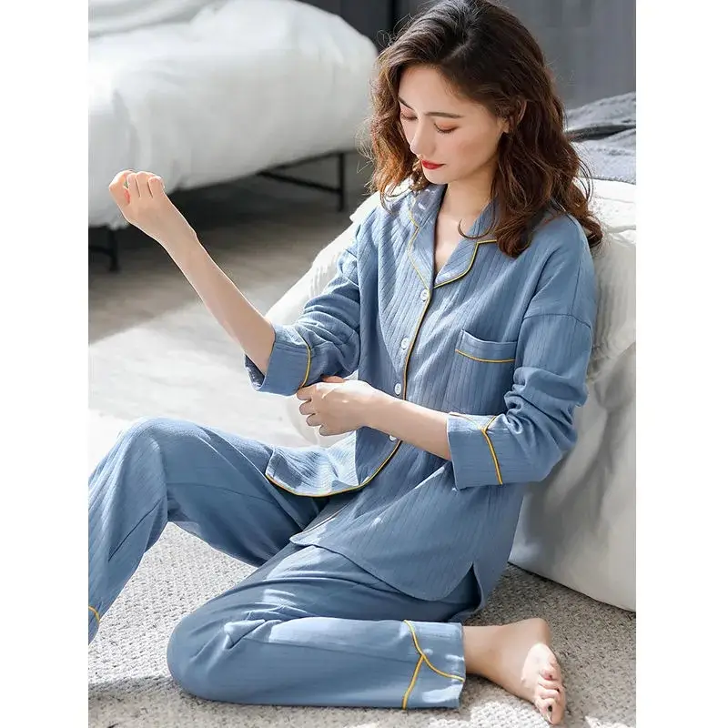 Pajamas women's spring and autumn 100% cotton long sleeve thin 2023 new spring and summer high-grade home wear suit