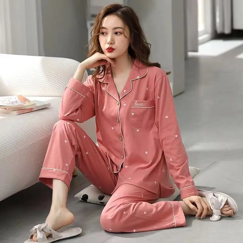 Pajamas women's spring and autumn 100% cotton long sleeve thin 2023 new spring and summer high-grade home wear suit