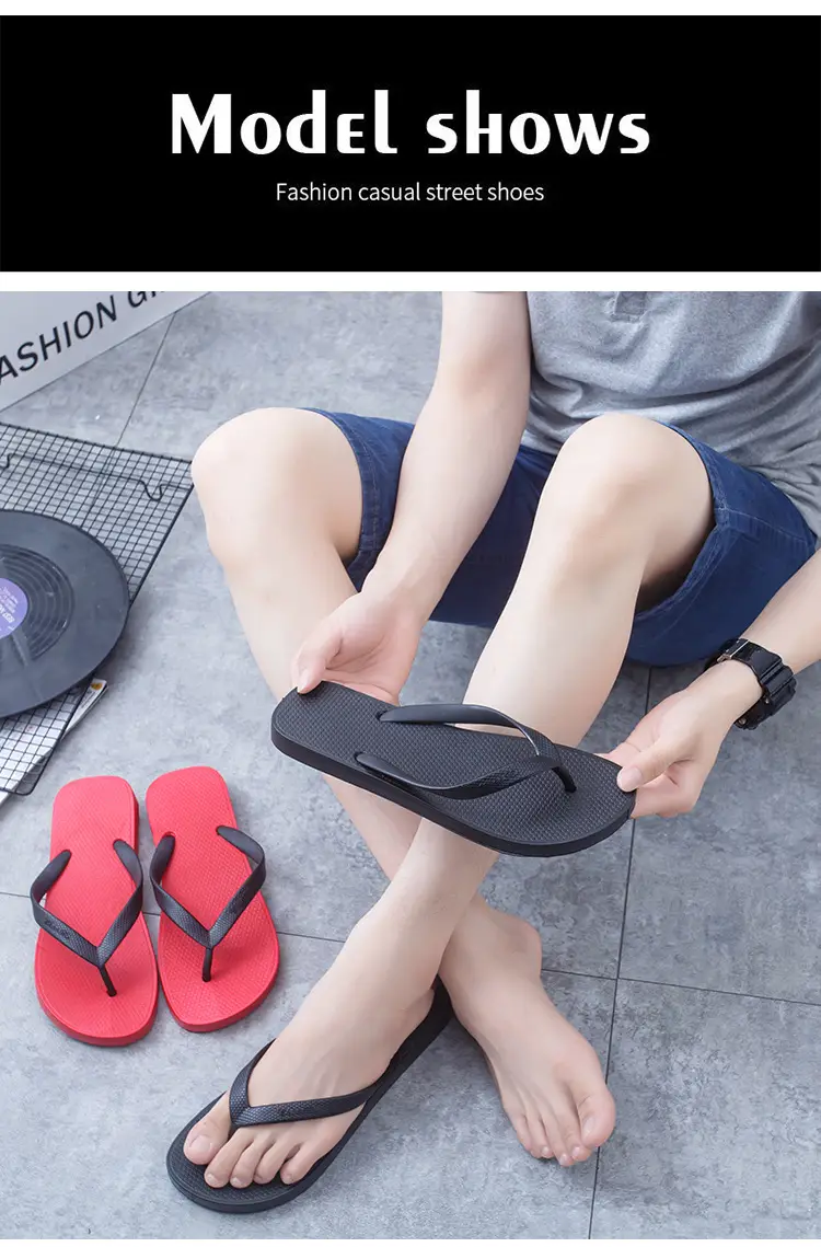 Spring, autumn and summer casual men's comfortable personalized plastic flip flops daily outdoor beach PVC flat heel sandals — feature 11