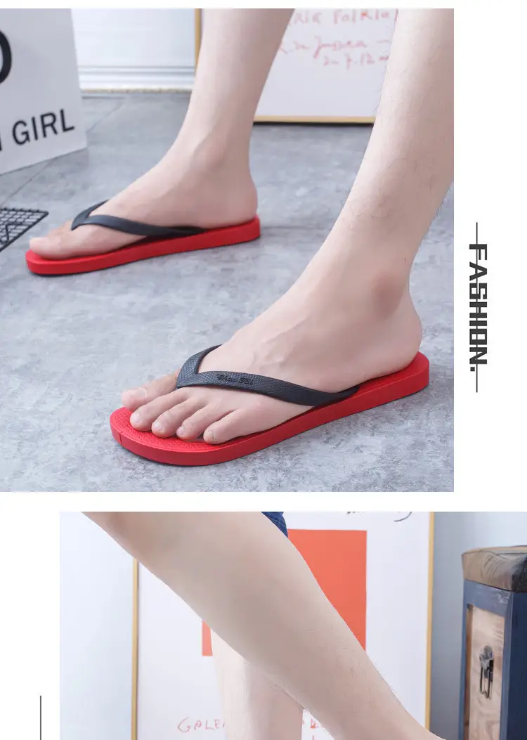 Spring, autumn and summer casual men's comfortable personalized plastic flip flops daily outdoor beach PVC flat heel sandals — feature 13