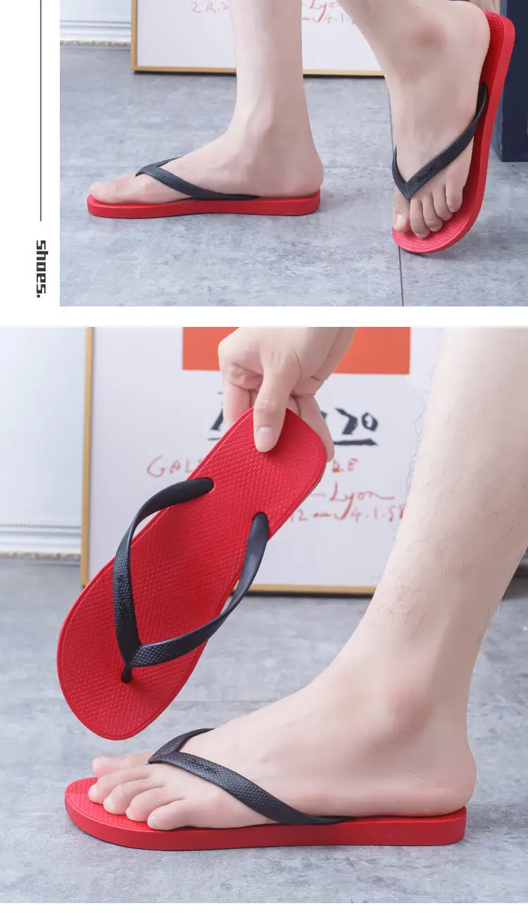 Spring, autumn and summer casual men's comfortable personalized plastic flip flops daily outdoor beach PVC flat heel sandals — feature 14