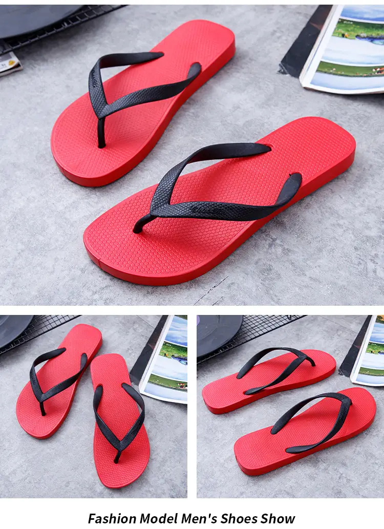 Spring, autumn and summer casual men's comfortable personalized plastic flip flops daily outdoor beach PVC flat heel sandals — feature 16