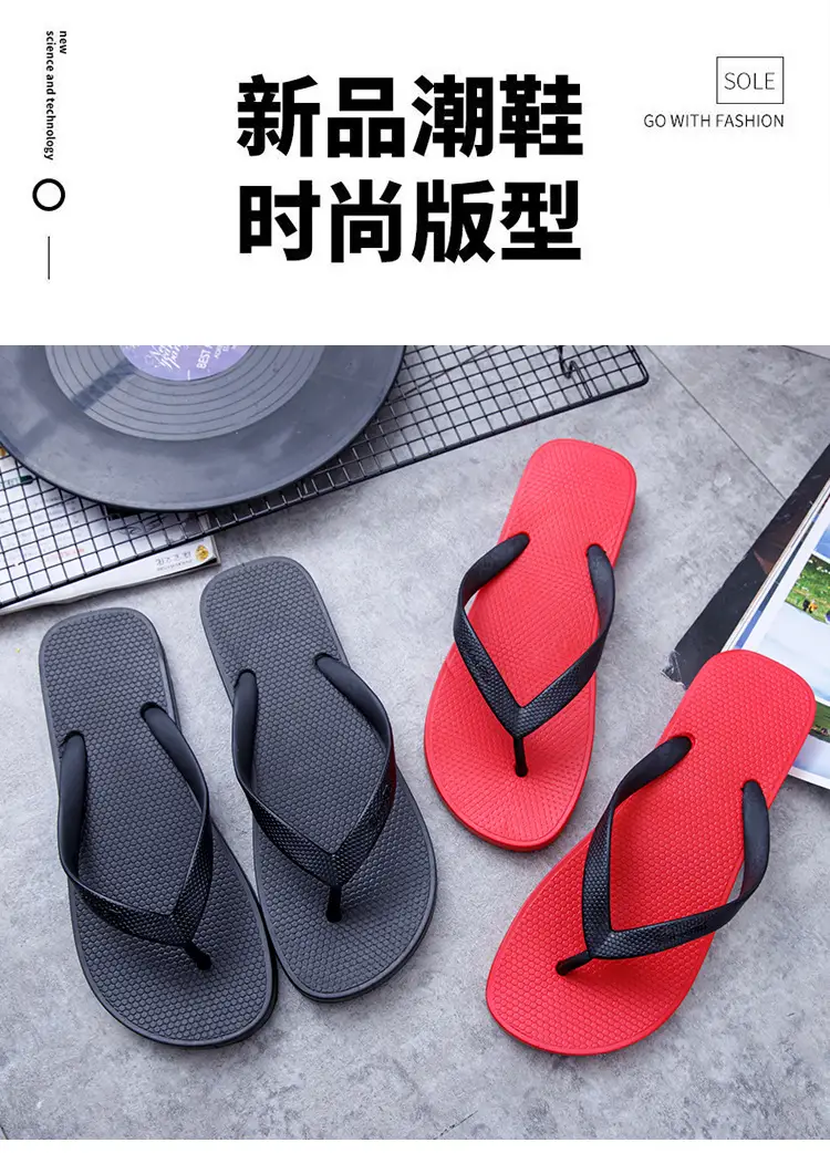 Spring, autumn and summer casual men's comfortable personalized plastic flip flops daily outdoor beach PVC flat heel sandals — feature 2