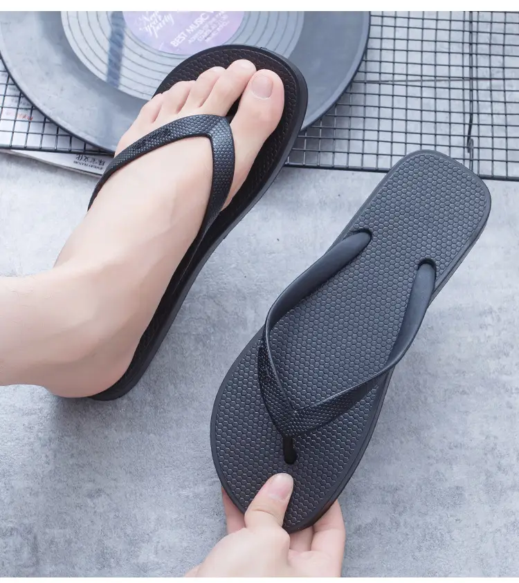 Spring, autumn and summer casual men's comfortable personalized plastic flip flops daily outdoor beach PVC flat heel sandals — feature 20