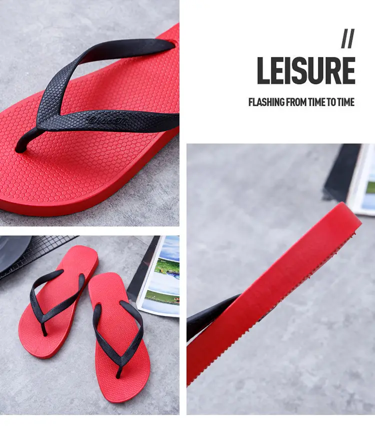 Spring, autumn and summer casual men's comfortable personalized plastic flip flops daily outdoor beach PVC flat heel sandals — feature 3
