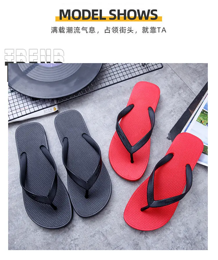 Spring, autumn and summer casual men's comfortable personalized plastic flip flops daily outdoor beach PVC flat heel sandals — feature 4