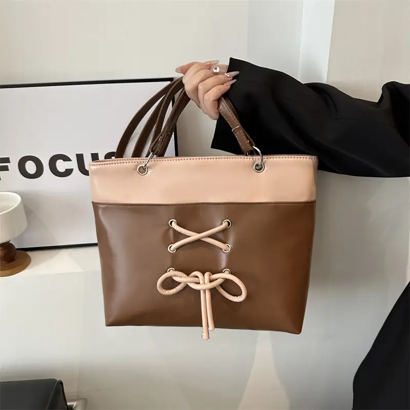 Women's Beige Pink Butterfly Embroidered Tote Bag