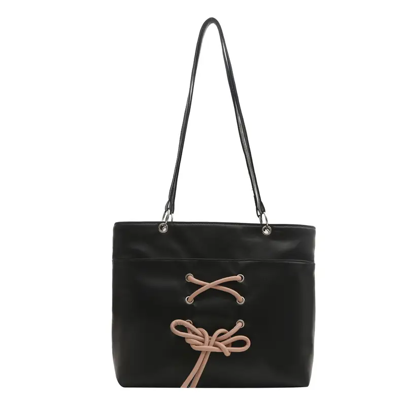 Women's Beige Pink Butterfly Embroidered Tote Bag