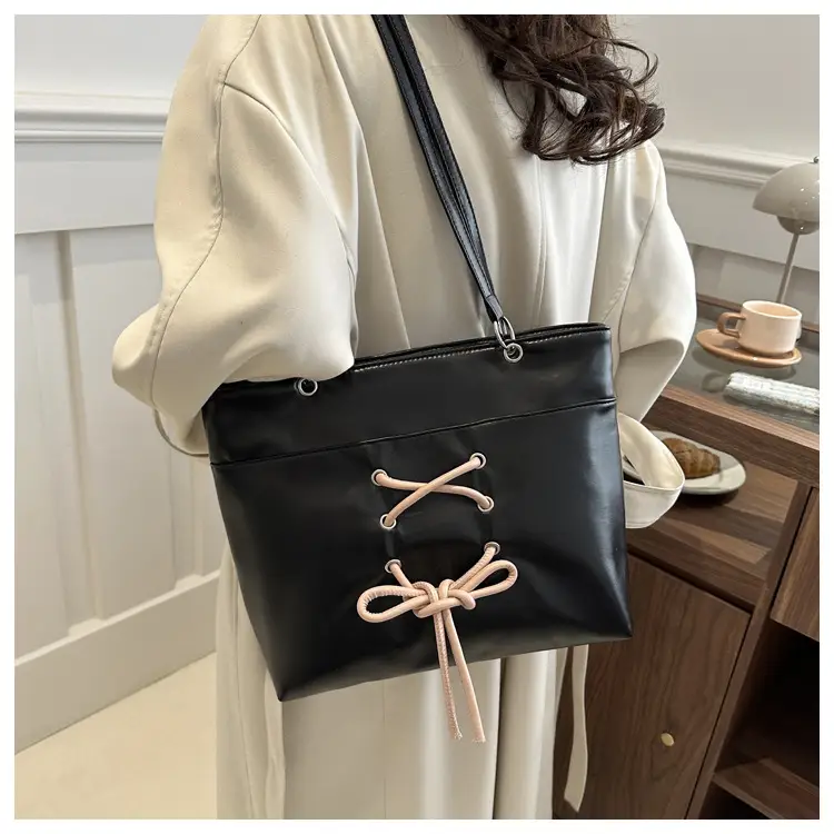 Women's Beige Pink Butterfly Embroidered Tote Bag — feature 10