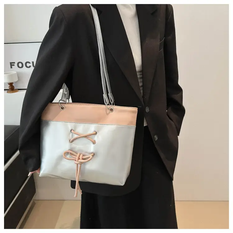 Women's Beige Pink Butterfly Embroidered Tote Bag — feature 12