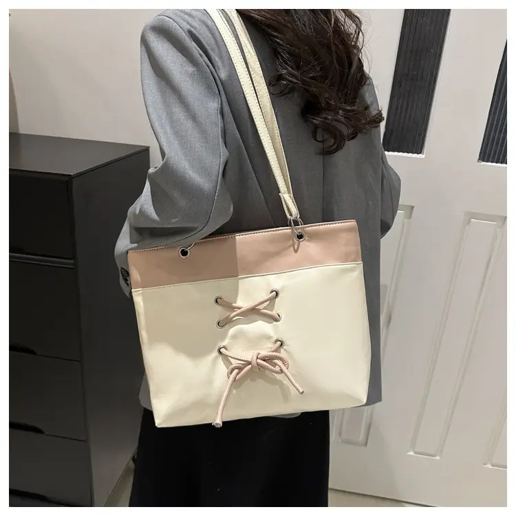 Women's Beige Pink Butterfly Embroidered Tote Bag — feature 19