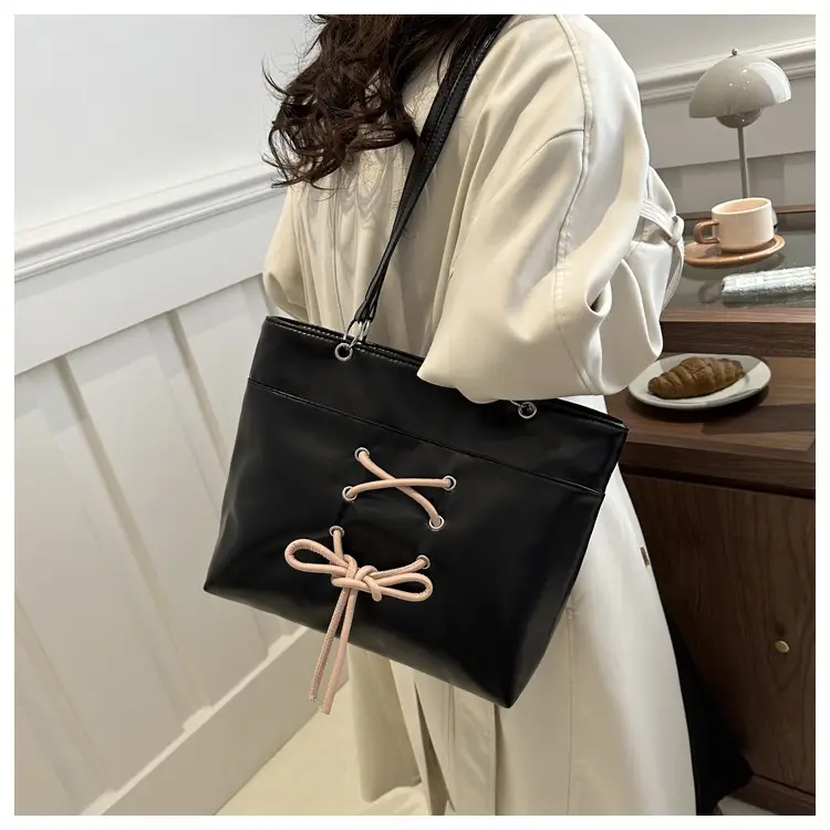 Women's Beige Pink Butterfly Embroidered Tote Bag — feature 8