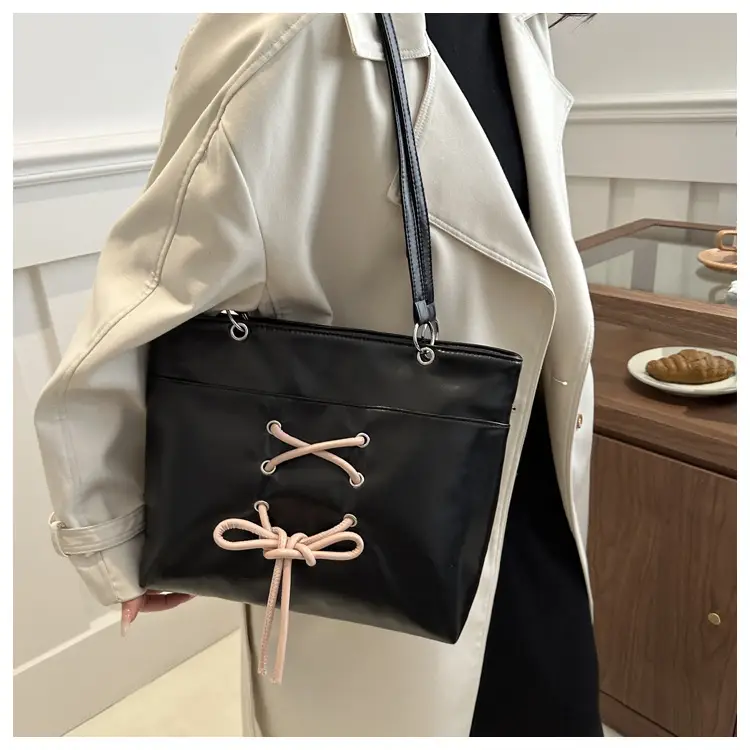 Women's Beige Pink Butterfly Embroidered Tote Bag — feature 9