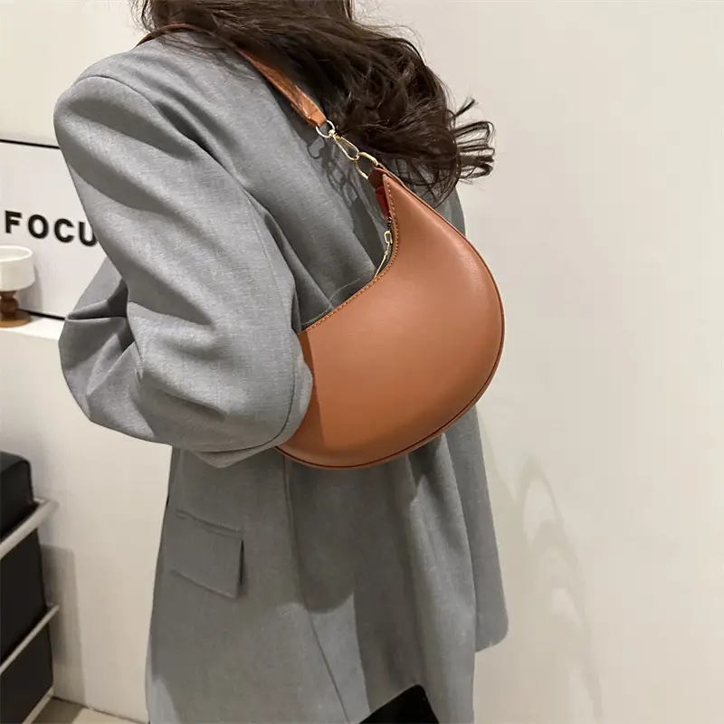 Crescent Underarm Bag for Women Beige Shoulder Crossbody - Image 10