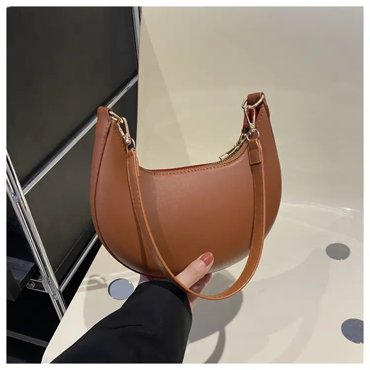 Crescent Underarm Bag for Women Beige Shoulder Crossbody - Image 2