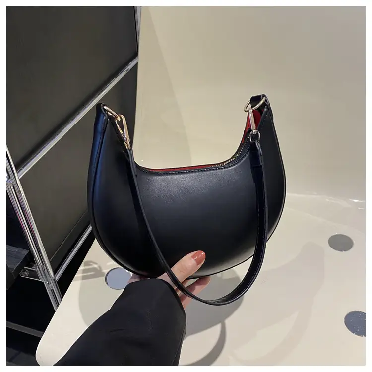 Crescent Underarm Bag for Women Beige Shoulder Crossbody - Image 3