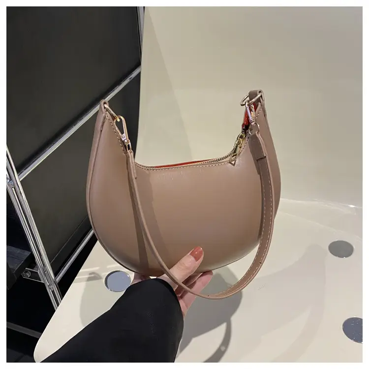 Crescent Underarm Bag for Women Beige Shoulder Crossbody - Image 4