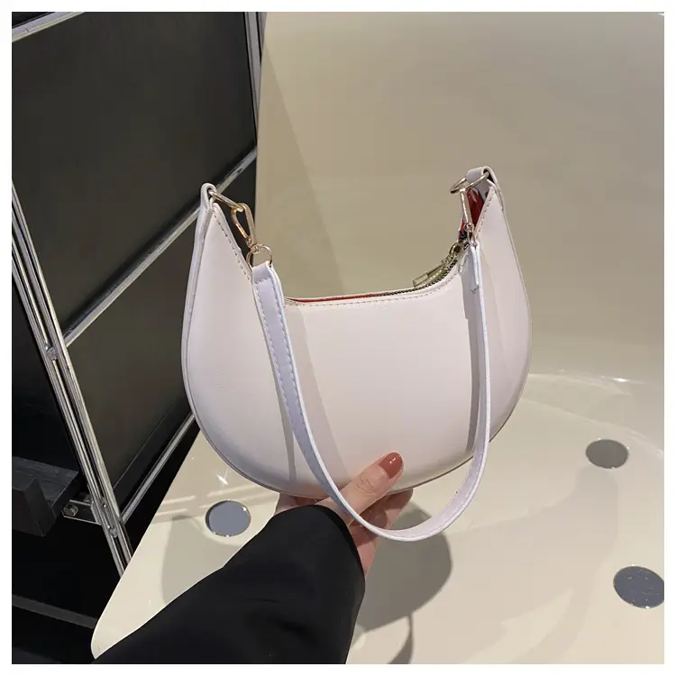 Crescent Underarm Bag for Women Beige Shoulder Crossbody - Image 5