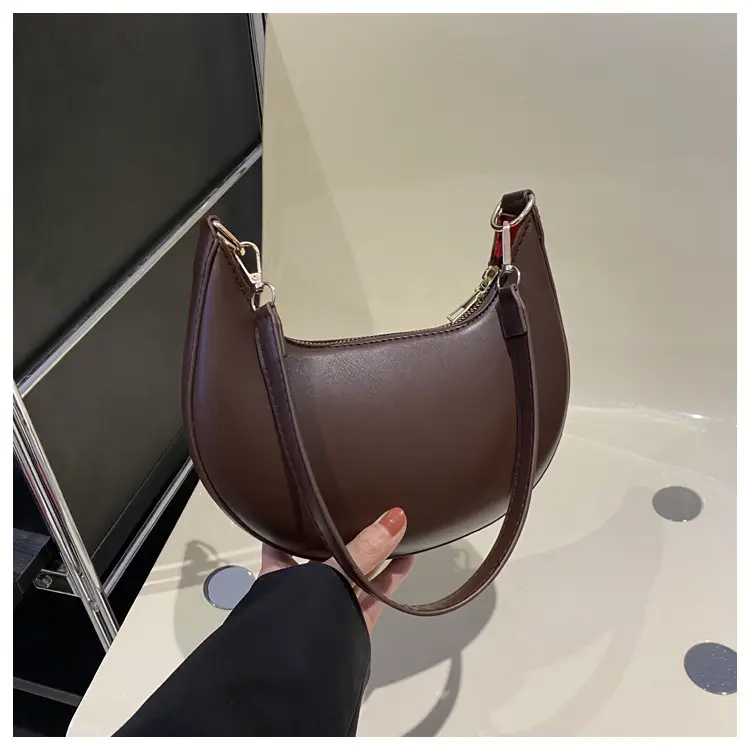 Crescent Underarm Bag for Women Beige Shoulder Crossbody - Image 6