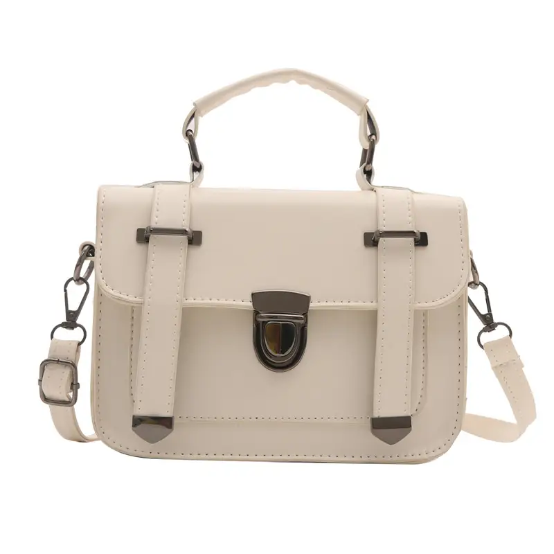 Black Women's Square Crossbody Bag with Metal Buckle - Image 8