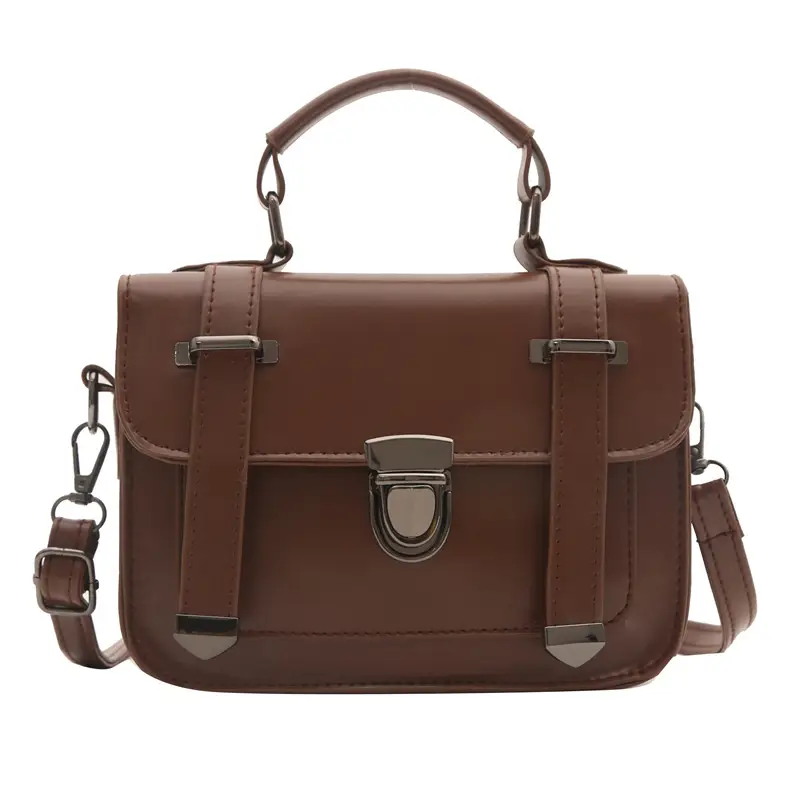 Black Women's Square Crossbody Bag with Metal Buckle - Image 3
