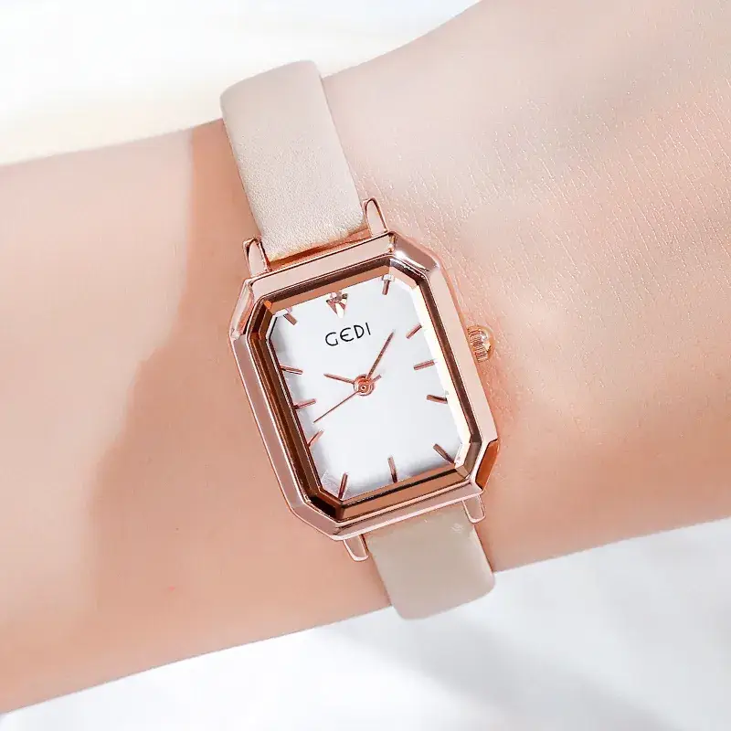 Women's White Strap Quartz Watch with Square Face - Image 3