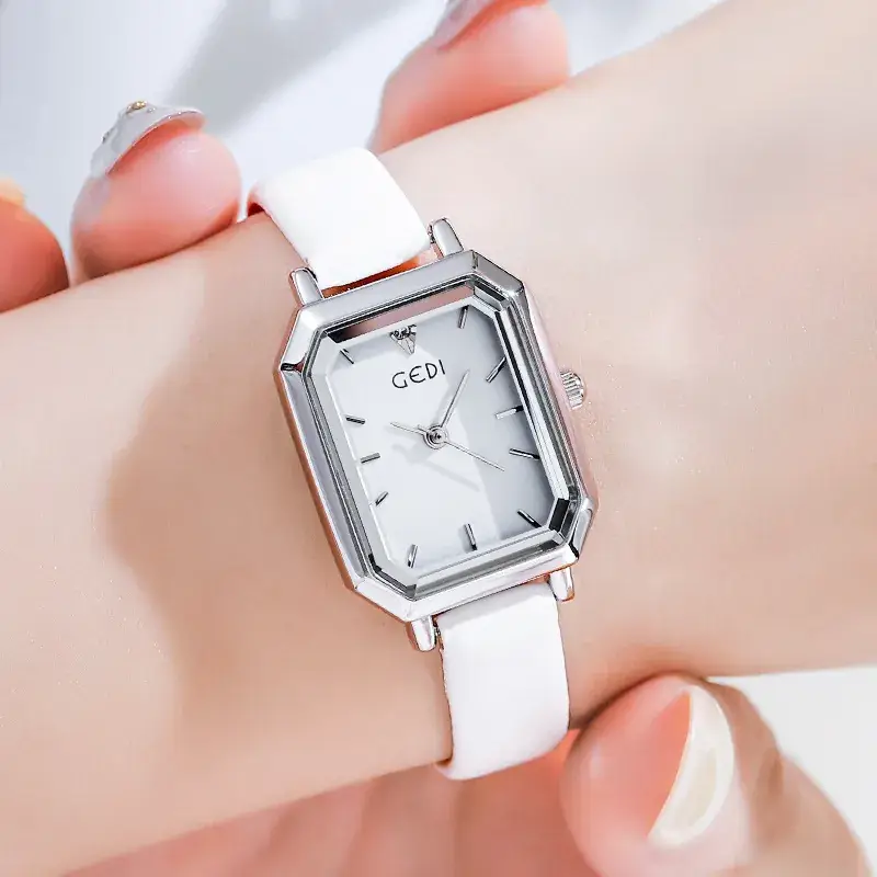 Women's White Strap Quartz Watch with Square Face - Image 4