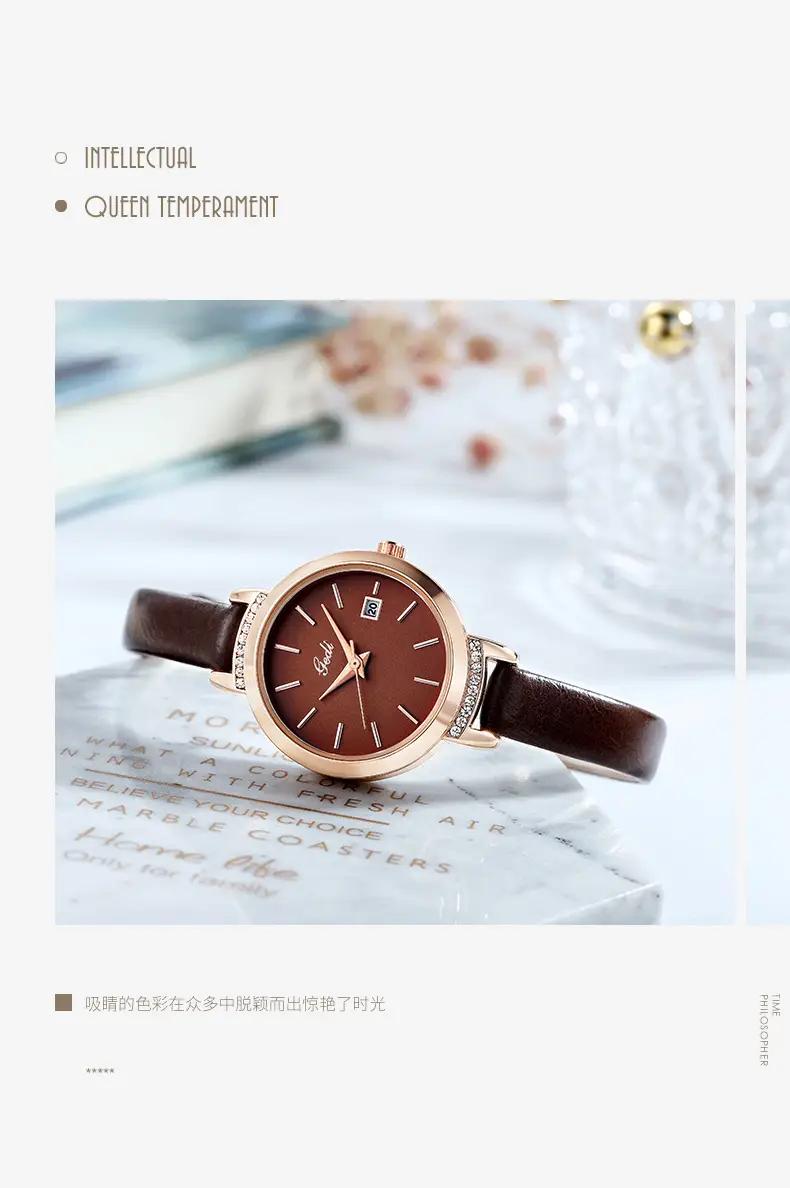 Women's Quartz Watch with Crystal Band & Rose Gold Dial — feature 3