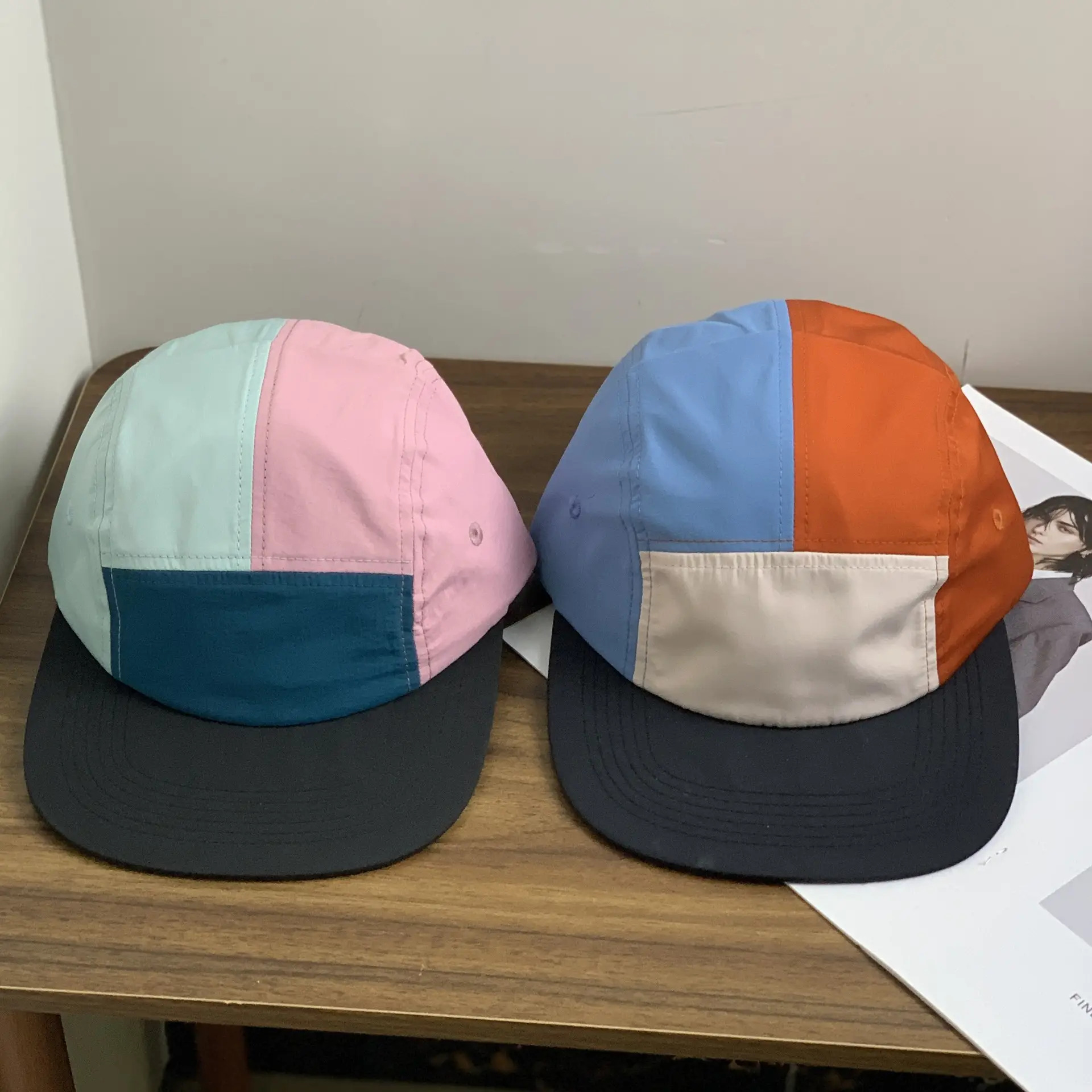 American Retro Green Blue Peaked Hat with Flat Brim - Image 6