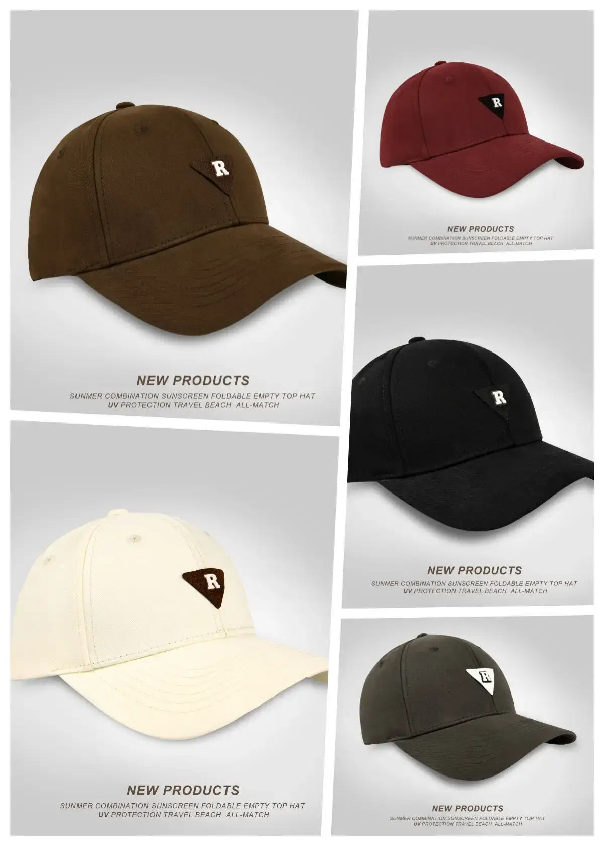 Men's 3D Letter Wide Brim Baseball Caps Spring Summer Solid Color — feature 2