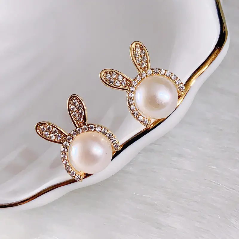 Korean Style Pearl Bug Earrings with Zircon