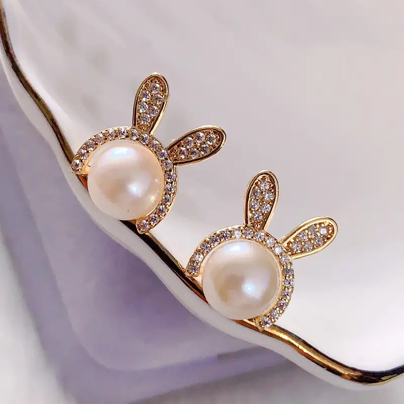 Korean Style Pearl Bug Earrings with Zircon