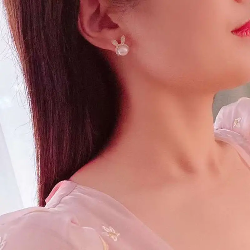 Korean Style Pearl Bug Earrings with Zircon