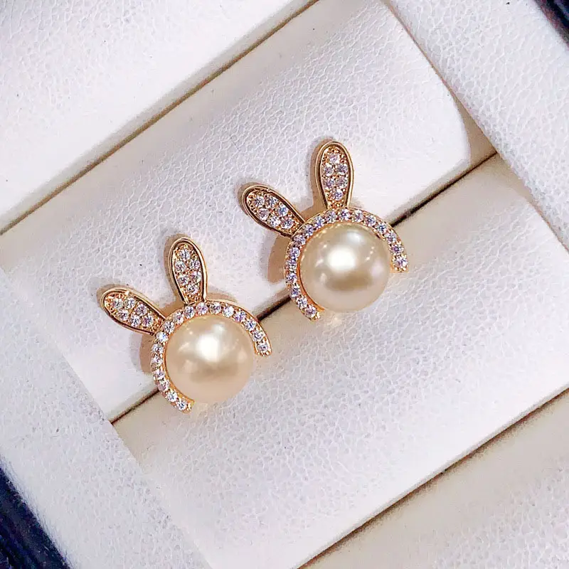 Korean Style Pearl Bug Earrings with Zircon