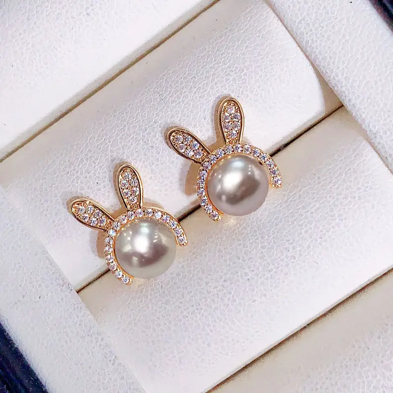 Korean Style Pearl Bug Earrings with Zircon