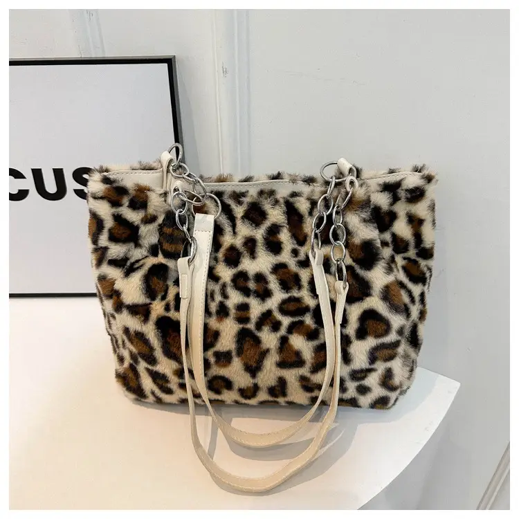 Leopard Print Plush Shoulder Bag Women Large Capacity — feature 10