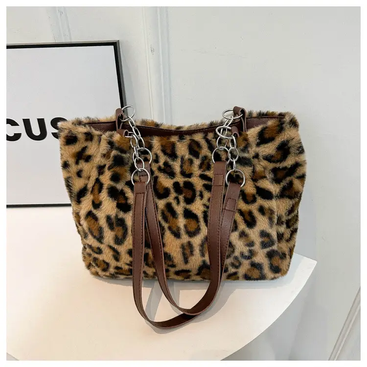Leopard Print Plush Shoulder Bag Women Large Capacity — feature 12