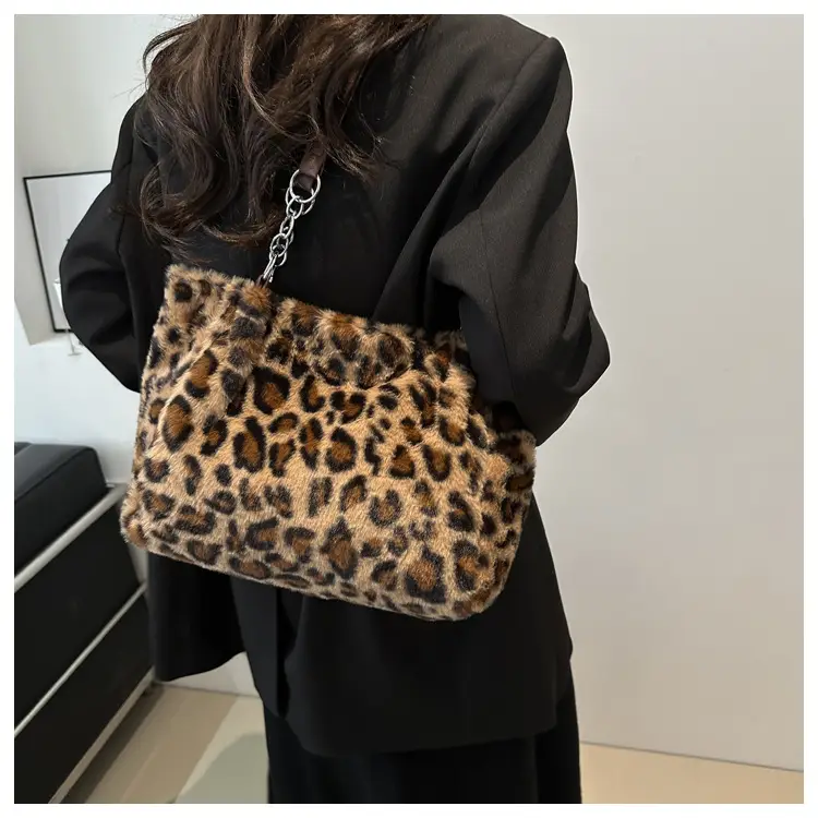 Leopard Print Plush Shoulder Bag Women Large Capacity — feature 15