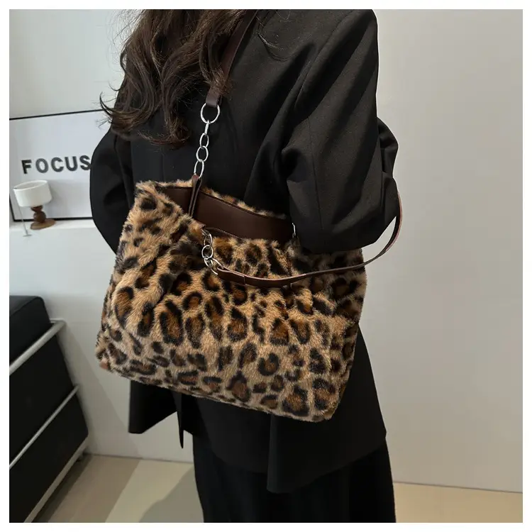 Leopard Print Plush Shoulder Bag Women Large Capacity — feature 16